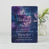 Invitation Créez votre propre Mariage bleu foncé et de fleurs (Debout devant)