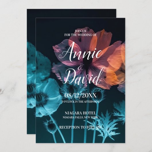 Invitation Créez votre propre Mariage de fleurs de rayons X c (Devant / Derrière)