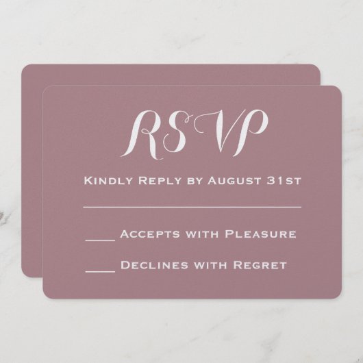 Invitation Créez votre propre mariage Dusty Rose RSVP (Devant / Derrière)