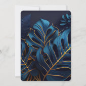 Invitation Créez votre propre Mariage Feuille Dark Blue & Gol (Dos)