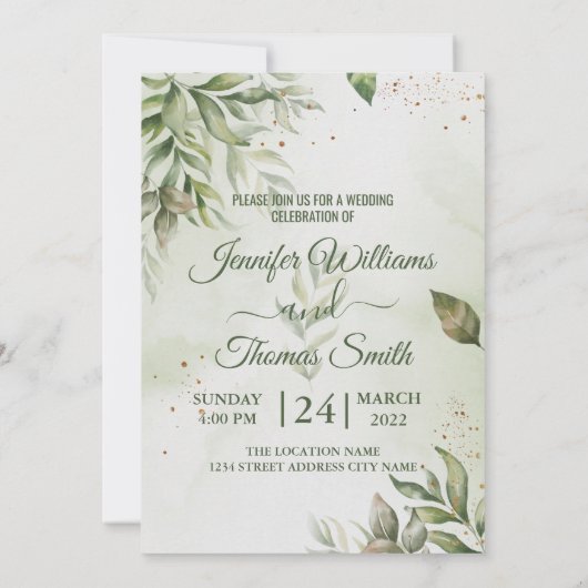 Invitation Créez votre propre mariage Feuille Eucalyptus pers (Dos)