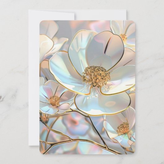 Invitation Créez votre propre Mariage Fleurs Iridescentes (Dos)