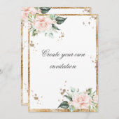 Invitation Créez votre propre Mariage Floral Pink Gold Script (Devant / Derrière)