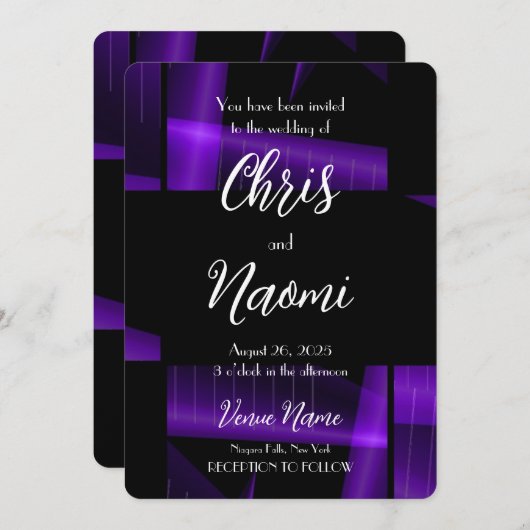 Invitation Créez votre propre Mariage géométrique violet (Devant / Derrière)