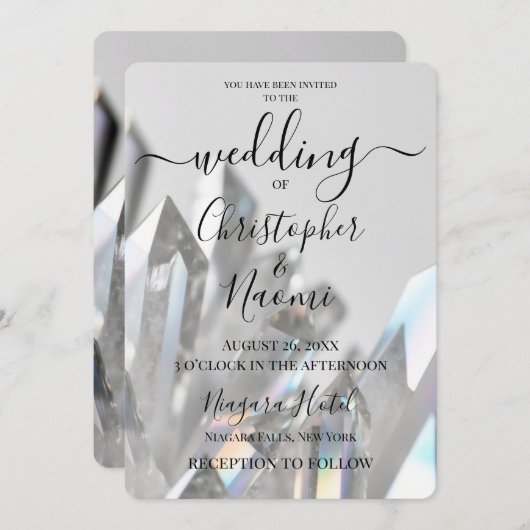 Invitation Créez votre propre Mariage gris cristal transparen (Devant / Derrière)