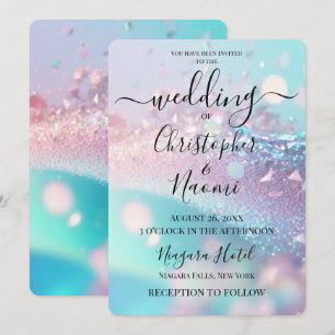 Invitation Créez votre propre Mariage Iridescendant rose et c