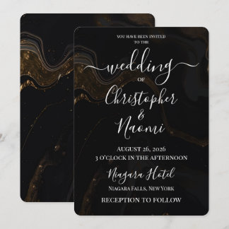 Invitation Créez Votre Propre Mariage Minimaliste Noir & Or