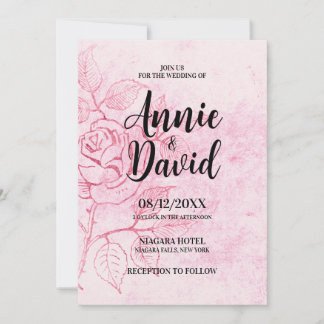 Invitation Créez votre propre Mariage Rose Vintage Etché