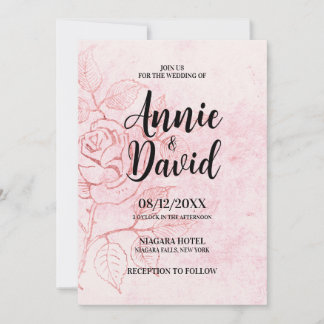 Invitation Créez votre propre Mariage Rose Vintage Etché