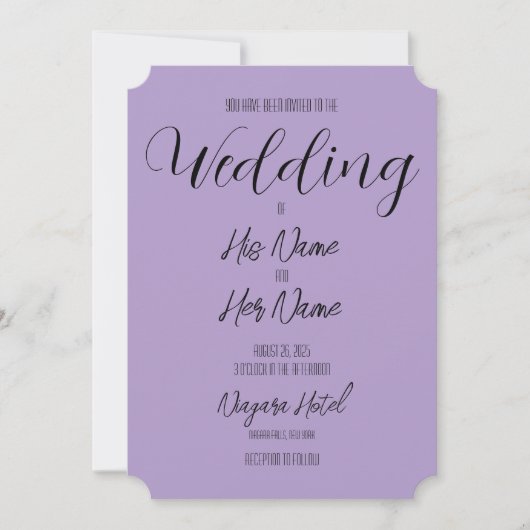 Invitation Créez votre propre Mariage violet (Devant)