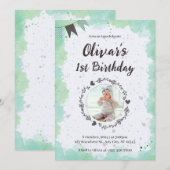 Invitation Créez votre propre Photo Boy Blue 1er anniversaire (Devant / Derrière)