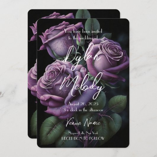 Invitation Créez votre propre Rose personnalisé violet (Devant / Derrière)