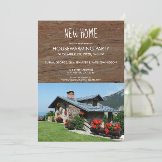 Invitation Créez votre propre rustique Nouvelle maison photo (Debout devant)