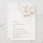 Invitation Crème 3D Fleurs Roses Simple Mariage (Devant)