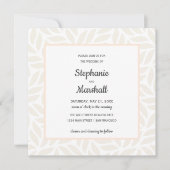 Invitation Crème abstrait feuillage chic mariage moderne (Devant)