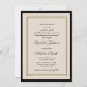 Invitation creme and black classic chic elegant wedding  (Devant)