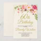 Invitation Crème Anniversaire 60ème Anniversaire (Devant / Derrière)