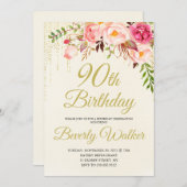 Invitation Crème Anniversaire 90ème Anniversaire (Devant / Derrière)