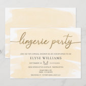 Invitation Crème Aquarelle Gold Lingerie Fête des mariées (Devant / Derrière)