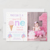 Invitation Crème arc-en-ciel Premier anniversaire (Devant)