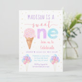 Invitation Crème arc-en-ciel Premier anniversaire (Debout devant)