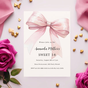 Invitation Crème arc rose élégant SWEET 16
