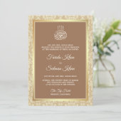 Invitation Crème beige Damask Mariage musulman islamique (Debout devant)