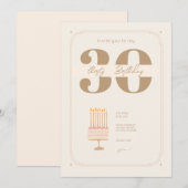 Invitation Crème Beige Elégant Anniversaire Crème Beige Eléga (Devant / Derrière)