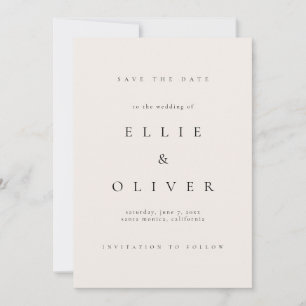 Invitation Crème beige et noir Elegant Boho Enregistrer la da