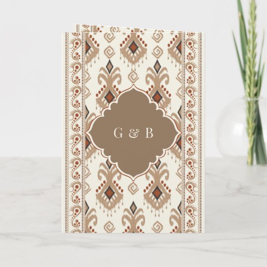 Invitation Crème beige Ikat All in One Sikh Mariage (Dos)