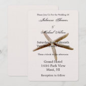 Invitation Crème Beige Rose Étoile de Mer Plage (Devant / Derrière)