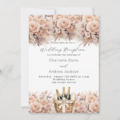 Invitation Crème beige rose vin mousseux réception de mariage (Devant)