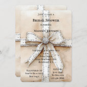 Invitation Crème Blanc Argent Glitzy Fête des mariées de béqu (Devant / Derrière)