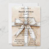 Invitation Crème Blanc Argent Glitzy Fête des mariées de béqu (Devant)