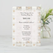 Invitation Crème Blanc Beige Boho Coeurs Anniversaire (Debout devant)