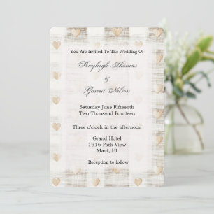 Invitation Crème Blanc Beige Boho Hearts Mariage