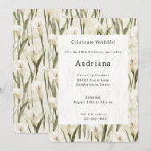 Invitation Crème Blanc Calla Lily Floral Anniversaire (Devant / Derrière)