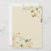 Invitation Crème Blanc Or Floral Butterfly Rose Quinceanera (Dos)