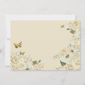 Invitation Crème Blanc Or Rose Floral Butterfly Quinceanera (Dos)