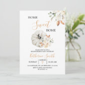 Invitation Creme blanche Citrouille Floral House Party (Debout devant)