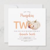 Invitation Crème Blanche Citrouille Orange Est Deux Floral Fê (Devant)