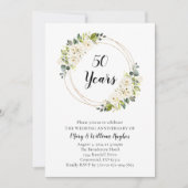 Invitation Crème blanche Floral 50e anniversaire de mariage (Devant)