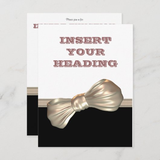 Invitation Crème blanche noire cravate (Devant / Derrière)