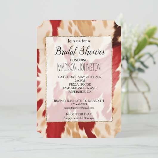 Invitation Crème blanche rouge Vachette occidentale (Debout devant)