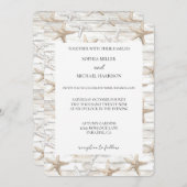 Invitation Crème blanche Starfish Beach Mariage (Devant / Derrière)