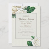 Invitation Crème Blanche Vintage Fleurie Mariage (Devant)