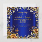 Invitation Crème bleu or femme Rose Elite fête d'anniversaire (Dos)