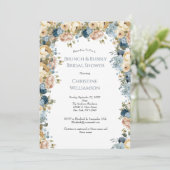 Invitation Crème bleu rose Fête des mariées à brunch à bulles (Debout devant)