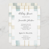 Invitation Crème Bleue Blancs Baby shower (Devant / Derrière)