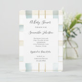 Invitation Crème Bleue Blancs Baby shower (Debout devant)